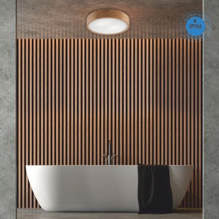 Stropné kúpeľňové svietidlo OAK 3xE27/15W/230V dub ø 37 cm IP54