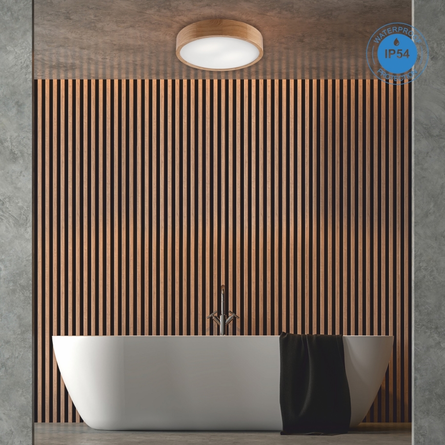 Stropné kúpeľňové svietidlo OAK 3xE27/15W/230V dub ø 37 cm IP54