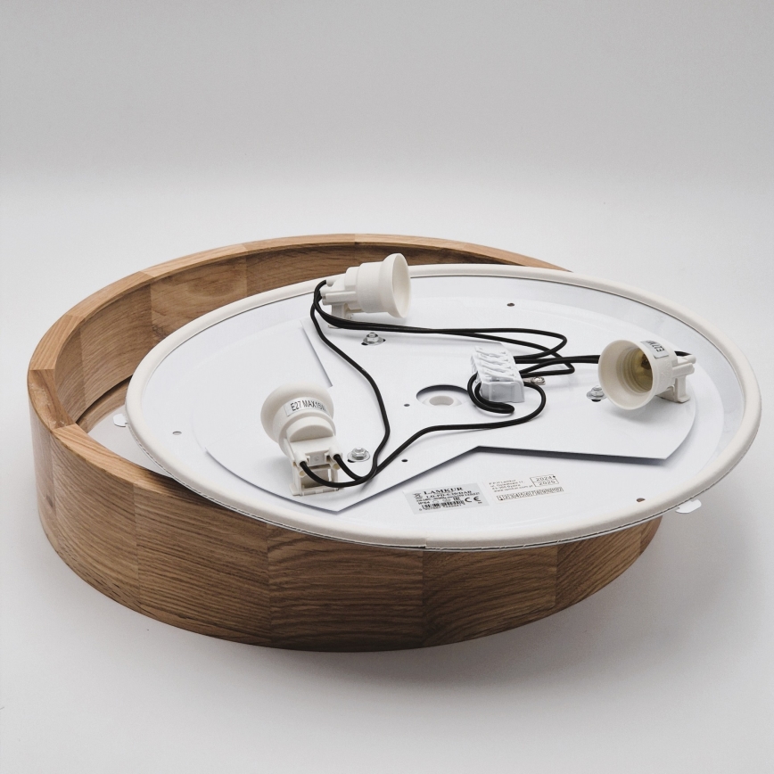 Stropné kúpeľňové svietidlo OAK 3xE27/15W/230V dub ø 37 cm IP54