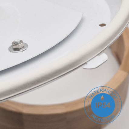 Stropné kúpeľňové svietidlo OAK 3xE27/15W/230V dub ø 37 cm IP54