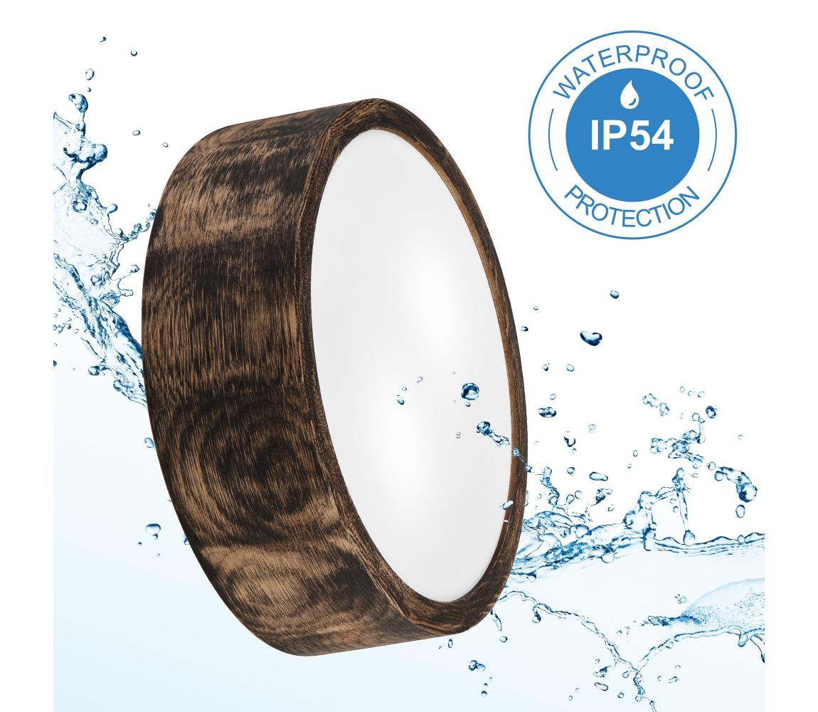 Stropné kúpeľňové svietidlo OAK SMOKY 2xE27/15W/230V IP54, pr. 27,5 cm, dub/hned LD-PD-6.19/SMOKY IP54