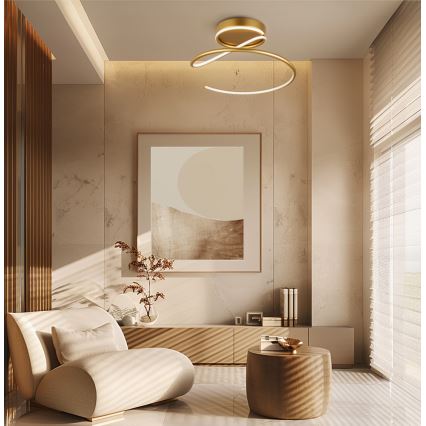 Stropné LED svietidlo JILL, 27 W, 230 V, priemer 50 cm, zlaté