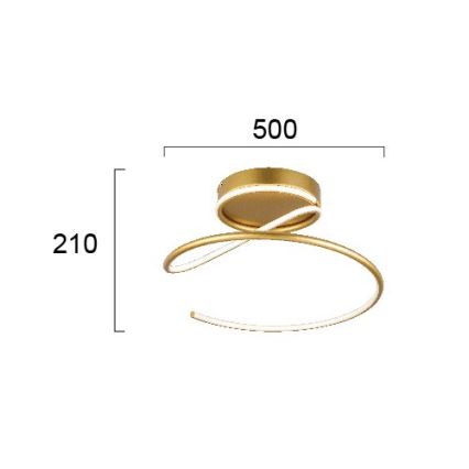 Stropné LED svietidlo JILL, 27 W, 230 V, priemer 50 cm, zlaté