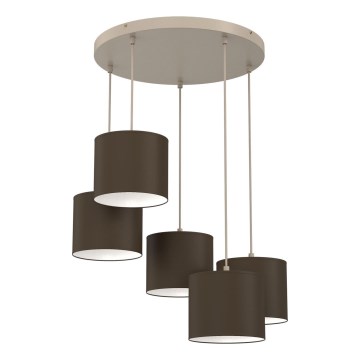 Stropné svietidlo ARDEN 5xE27/15W/230V pr. 44 cm béžová/hnedá