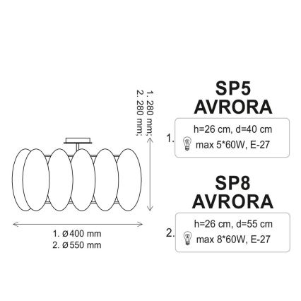 Stropné svietidlo AURORA 5xE27/60W/230V