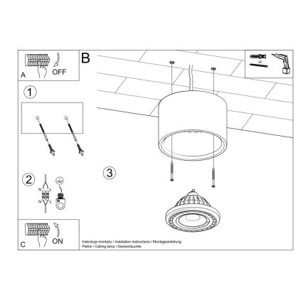 Stropné svietidlo BASIC AR111 1xGU10/40W/230V betón