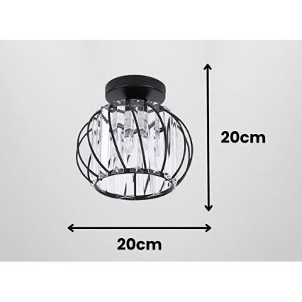 Stropné svietidlo BELLA 1xE27/40W/230V priemer 20 cm čierne