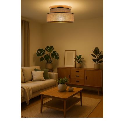 Stropné svietidlo BOHO 1xE27/60W/230V pr. 40 cm béžová