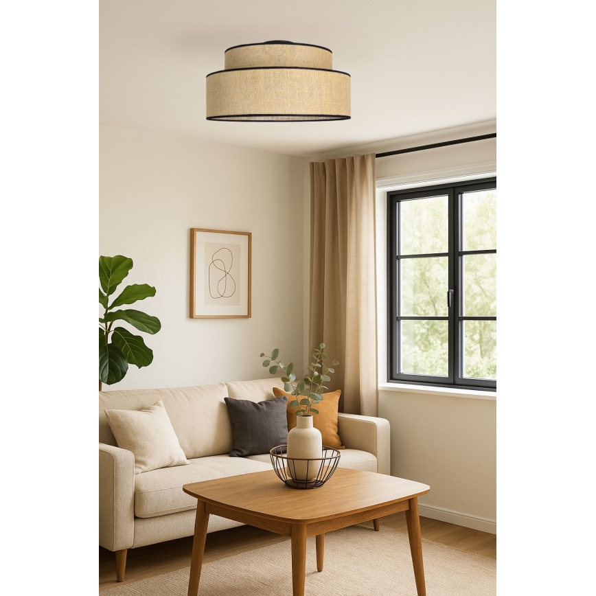 Stropné svietidlo BOHO 1xE27/60W/230V pr. 40 cm béžová