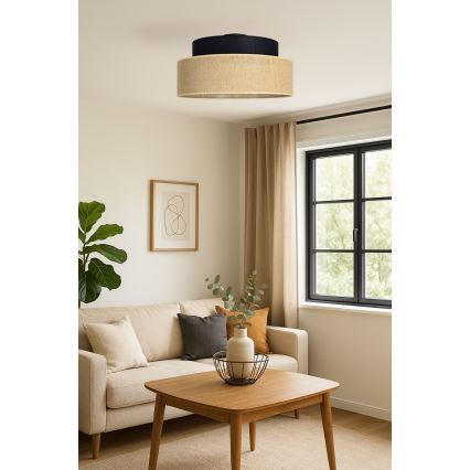 Stropné svietidlo BOHO 1xE27/60W/230V pr. 40 cm čierna/béžová