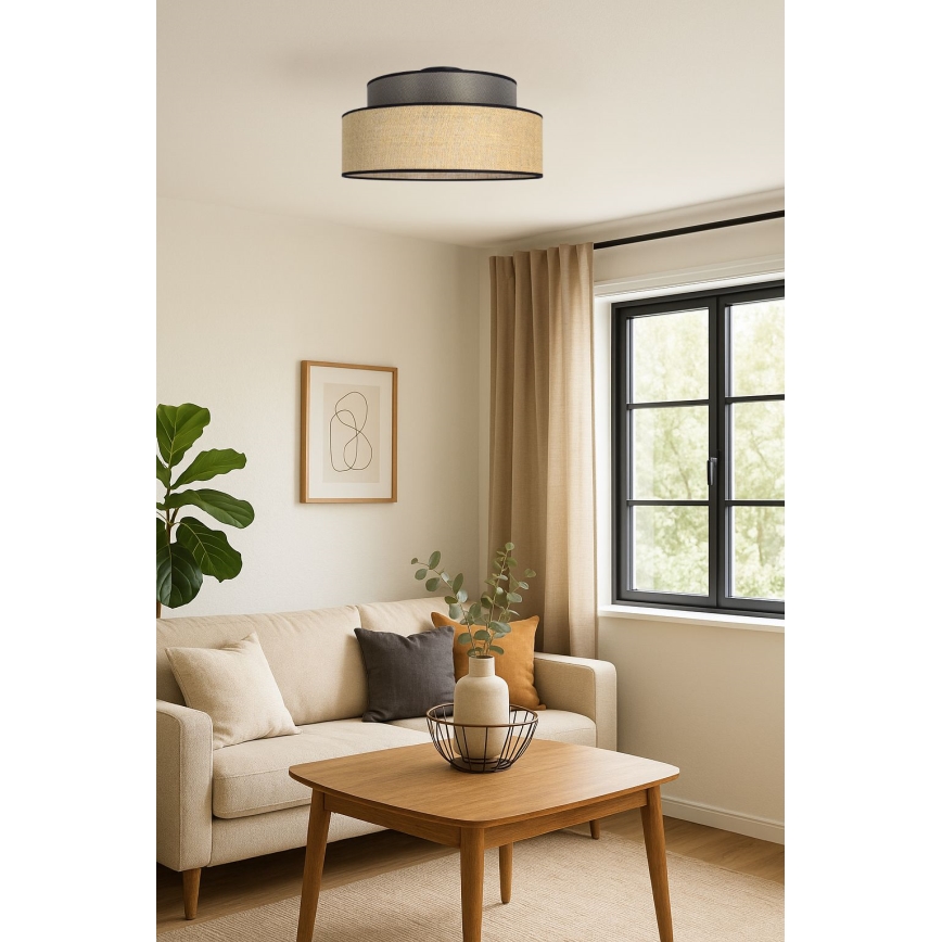 Stropné svietidlo BOHO 1xE27/60W/230V pr. 40 cm hnedá/béžová
