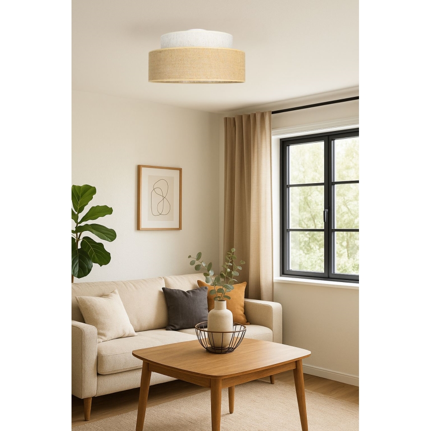 Stropné svietidlo BOHO 1xE27/60W/230V pr. 40 cm krémová/béžová