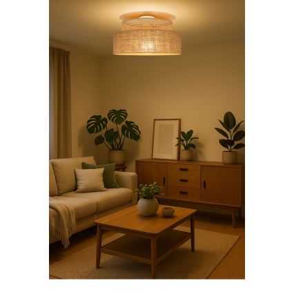 Stropné svietidlo BOHO 1xE27/60W/230V pr. 40 cm ratan