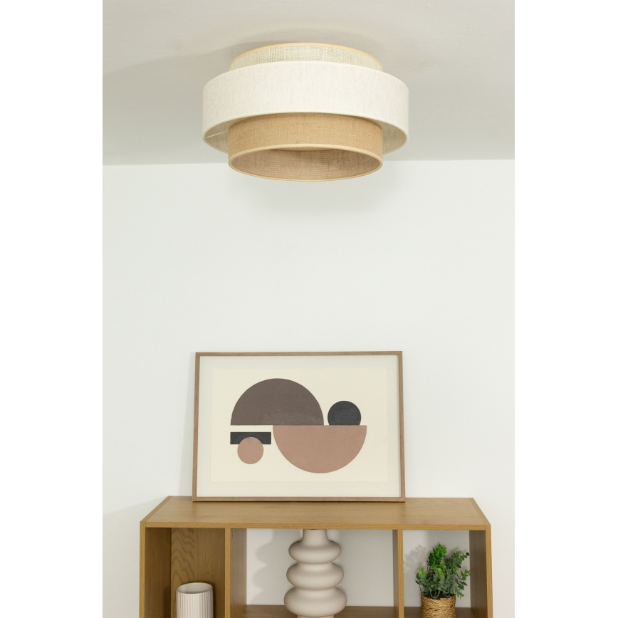 Stropné svietidlo BOHO 1xE27/60W/230V priemer 40 cm biela/juta