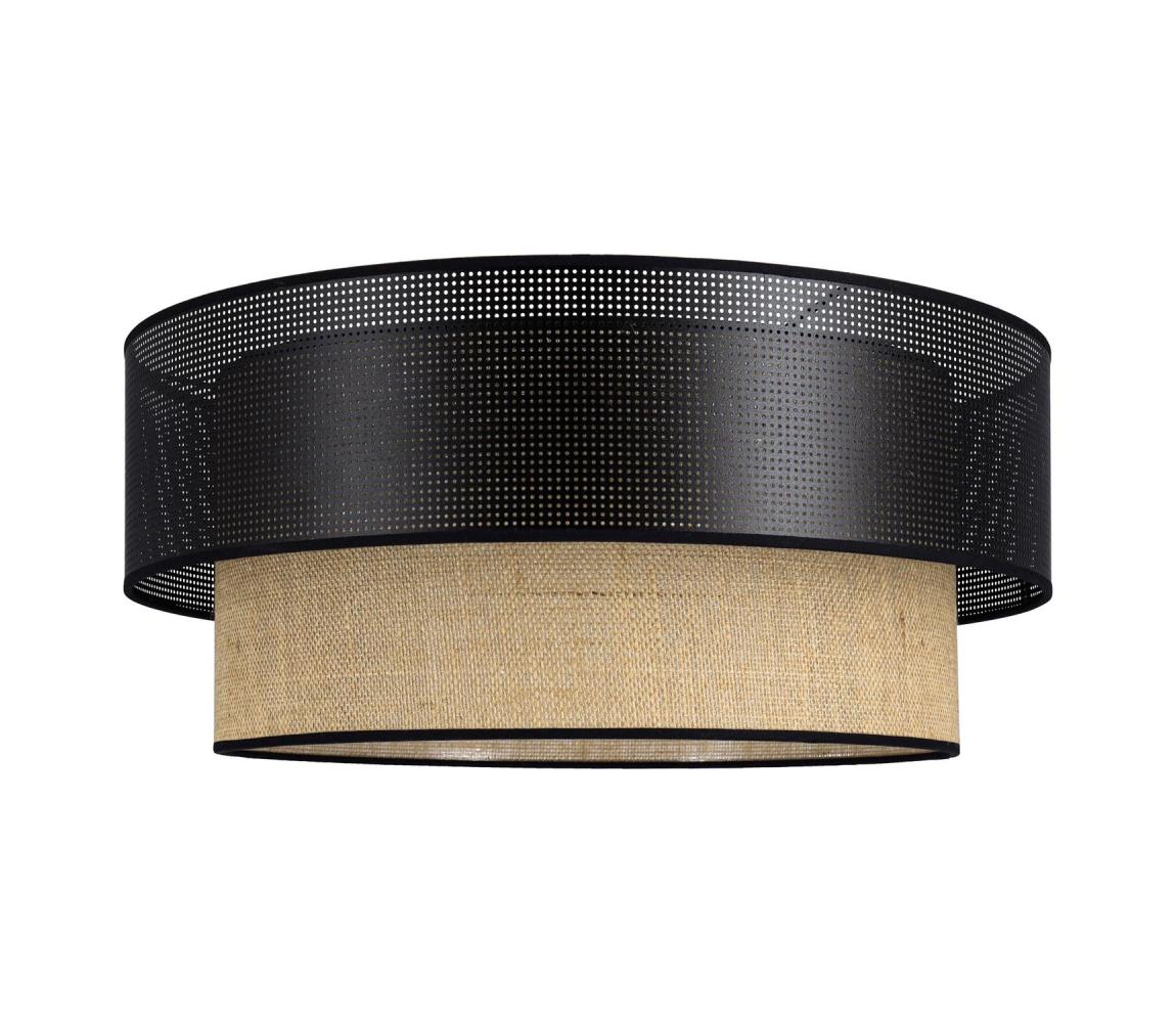 Stropné svietidlo BORHO 1xE27/60W/230V pr. 50 cm čierne/juta 0435