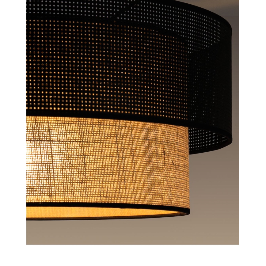 Stropné svietidlo BORHO 1xE27/60W/230V pr. 50 cm čierne/juta