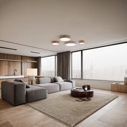 Stropné svietidlo CLEO 6xE27/24W/230V priemer 80 cm dub