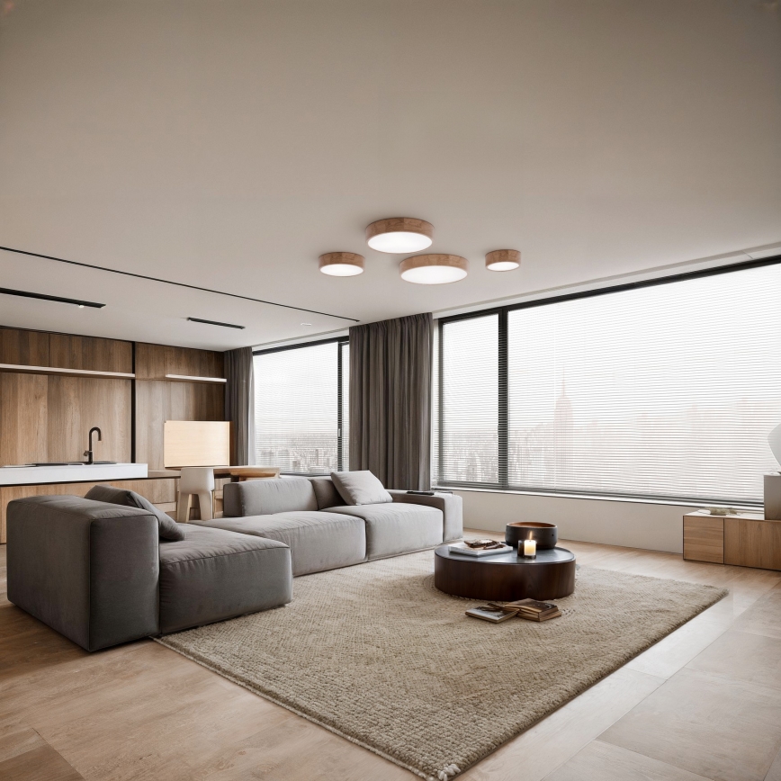 Stropné svietidlo CLEO 6xE27/24W/230V priemer 80 cm dub