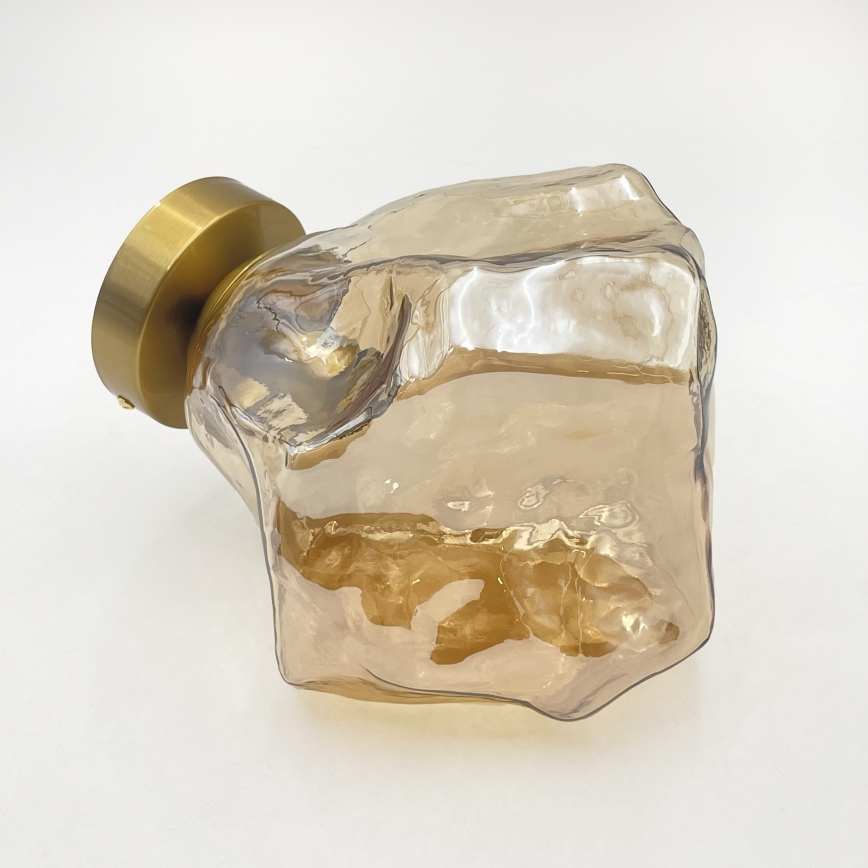 Stropné svietidlo CRISTAL 1xE14/15W/230V mosadz/dymovo-béžová