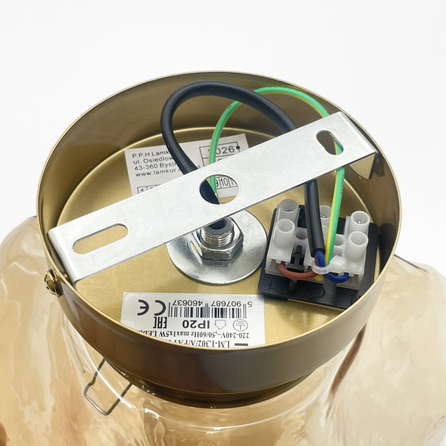 Stropné svietidlo CRISTAL 1xE14/15W/230V mosadz/dymovo-béžová