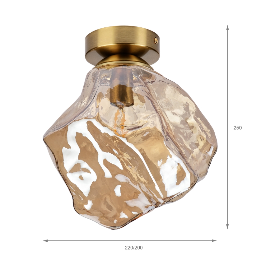 Stropné svietidlo CRISTAL 1xE14/15W/230V mosadz/dymovo-béžová