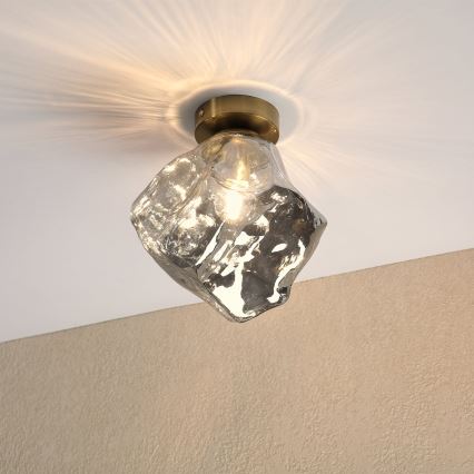 Stropné svietidlo CRISTAL 1xE14/15W/230V mosadz/dymovo-čierna