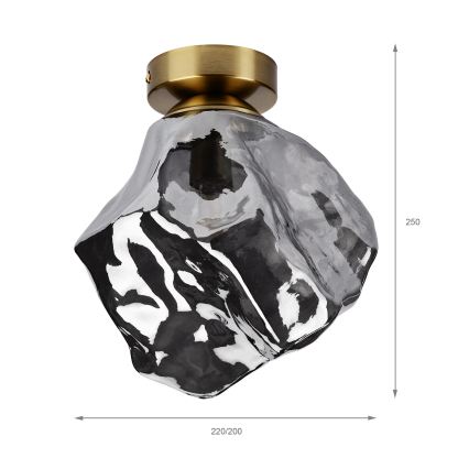 Stropné svietidlo CRISTAL 1xE14/15W/230V mosadz/dymovo-čierna
