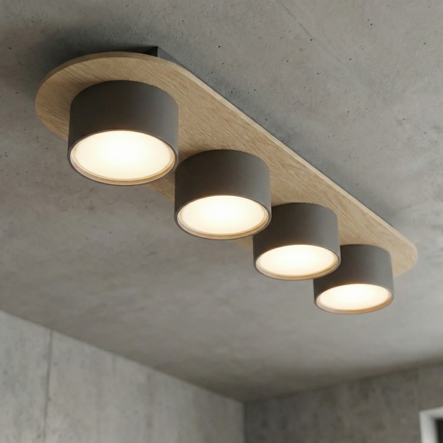 Stropné svietidlo DIAZ 4xGX53/12W/230V čierna/hnedá