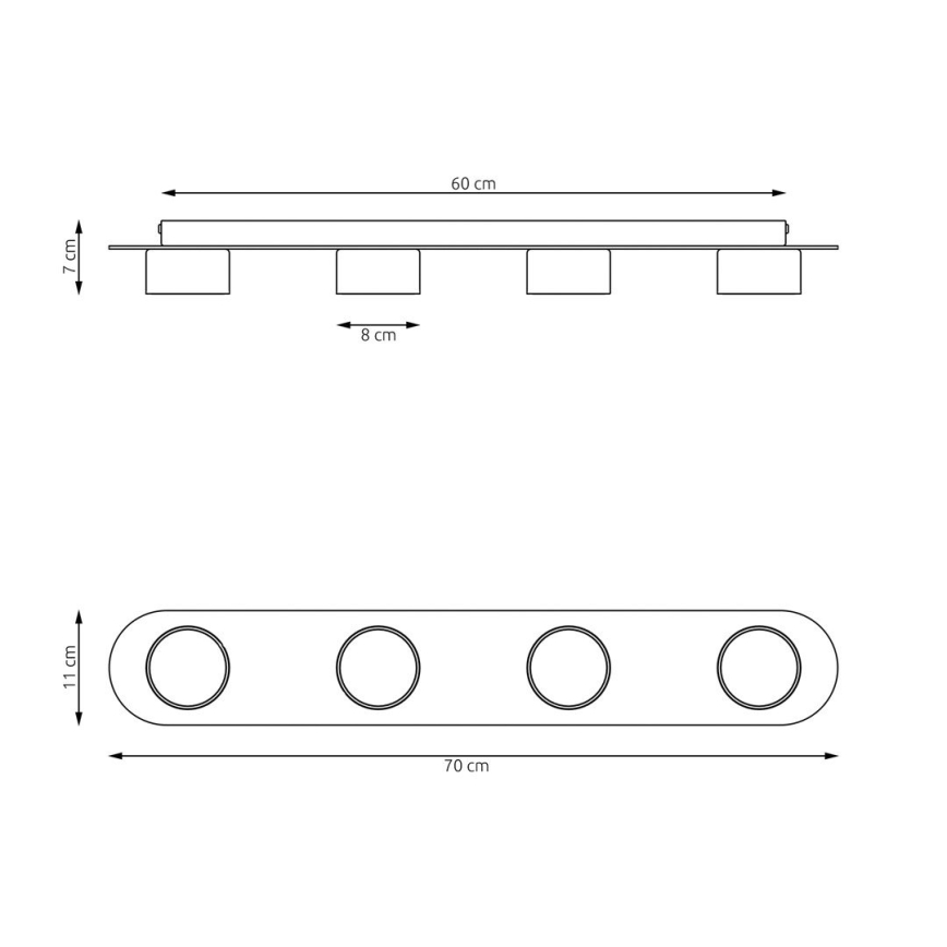 Stropné svietidlo DIAZ 4xGX53/12W/230V čierna/hnedá
