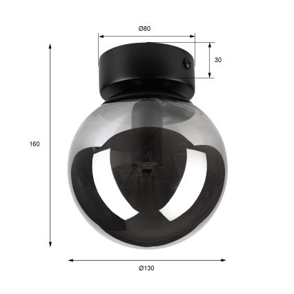 Stropné svietidlo ELIAS 1xE14/5W/230V priemer 13 cm čierna/dymová sivá