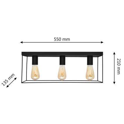Stropné svietidlo FINN 3xE27/15W/230V čierna