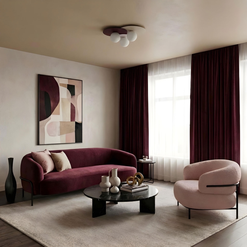 Stropné svietidlo FLAT 3xE27/15W/230V 55x60 cm béžová/krémová/bordová