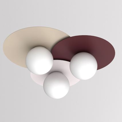 Stropné svietidlo FLAT 3xE27/15W/230V 55x60 cm béžová/krémová/bordová