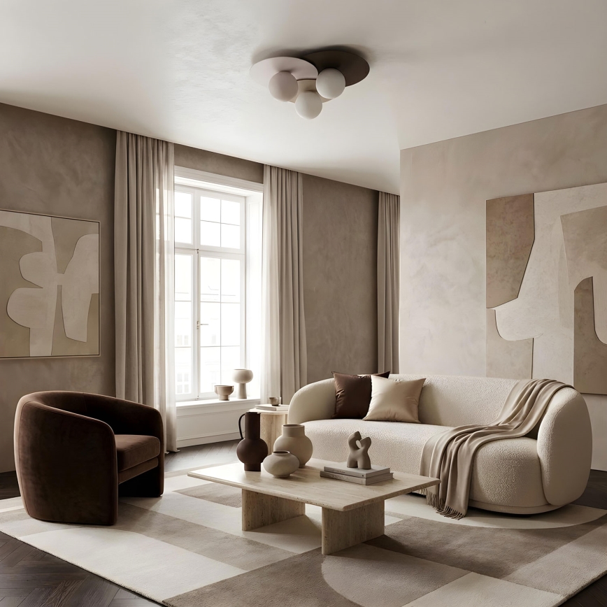 Stropné svietidlo FLAT 3xE27/15W/230V 55x60 cm béžová/krémová/hnedá