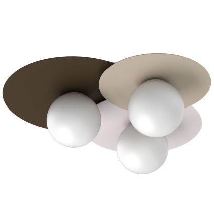 Stropné svietidlo FLAT 3xE27/15W/230V 55x60 cm béžová/krémová/hnedá