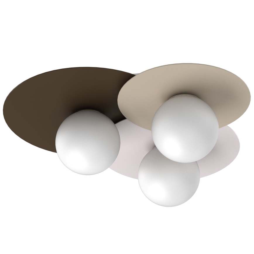 Stropné svietidlo FLAT 3xE27/15W/230V 55x60 cm béžová/krémová/hnedá