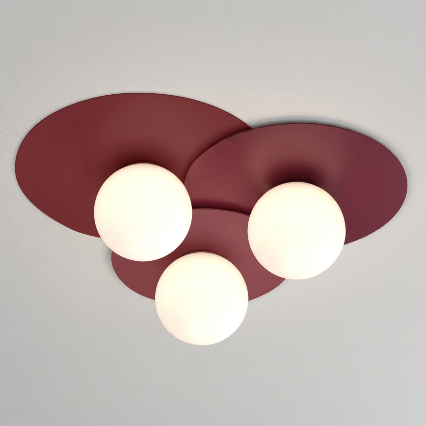 Stropné svietidlo FLAT 3xE27/15W/230V 55x60 cm bordové