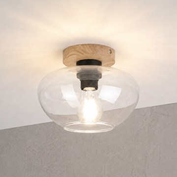 Stropné svietidlo FLO WOOD 1xE27/15W/230V dub/číre pr. 22 cm
