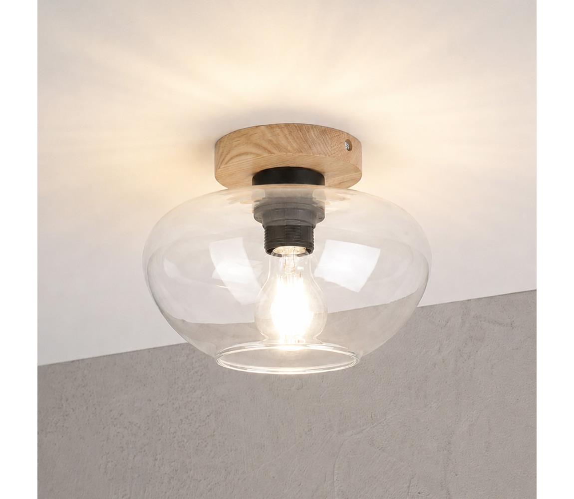 Stropné svietidlo FLO WOOD 1xE27/15W/230V dub/číre pr. 22 cm LM-1.332/A/DĄB