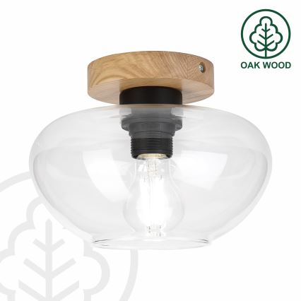 Stropné svietidlo FLO WOOD 1xE27/15W/230V dub/číre pr. 22 cm
