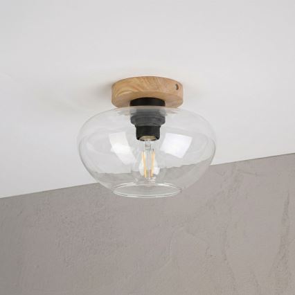 Stropné svietidlo FLO WOOD 1xE27/15W/230V dub/číre pr. 22 cm