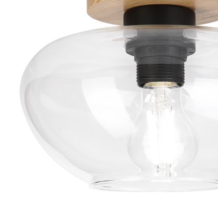 Stropné svietidlo FLO WOOD 1xE27/15W/230V dub/číre pr. 22 cm