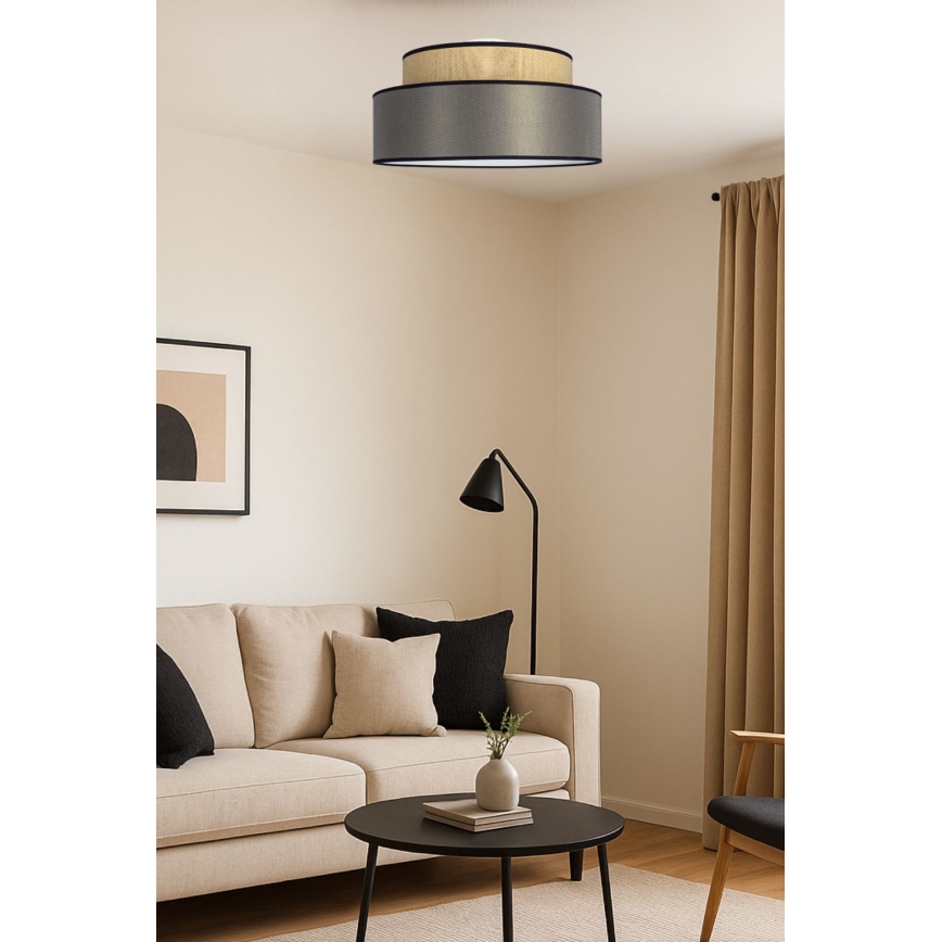 Stropné svietidlo GRACE 1xE27/60W/230V pr. 40 cm béžová/hnedá