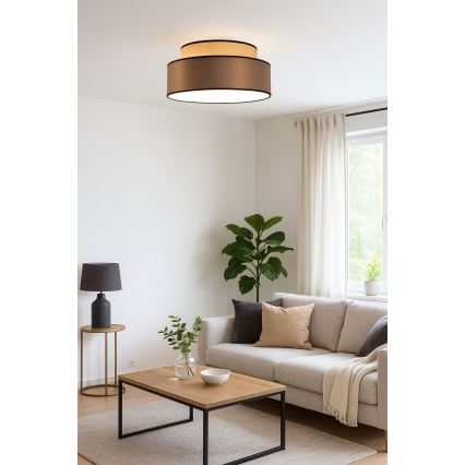Stropné svietidlo GRACE 1xE27/60W/230V pr. 40 cm béžová/hnedá