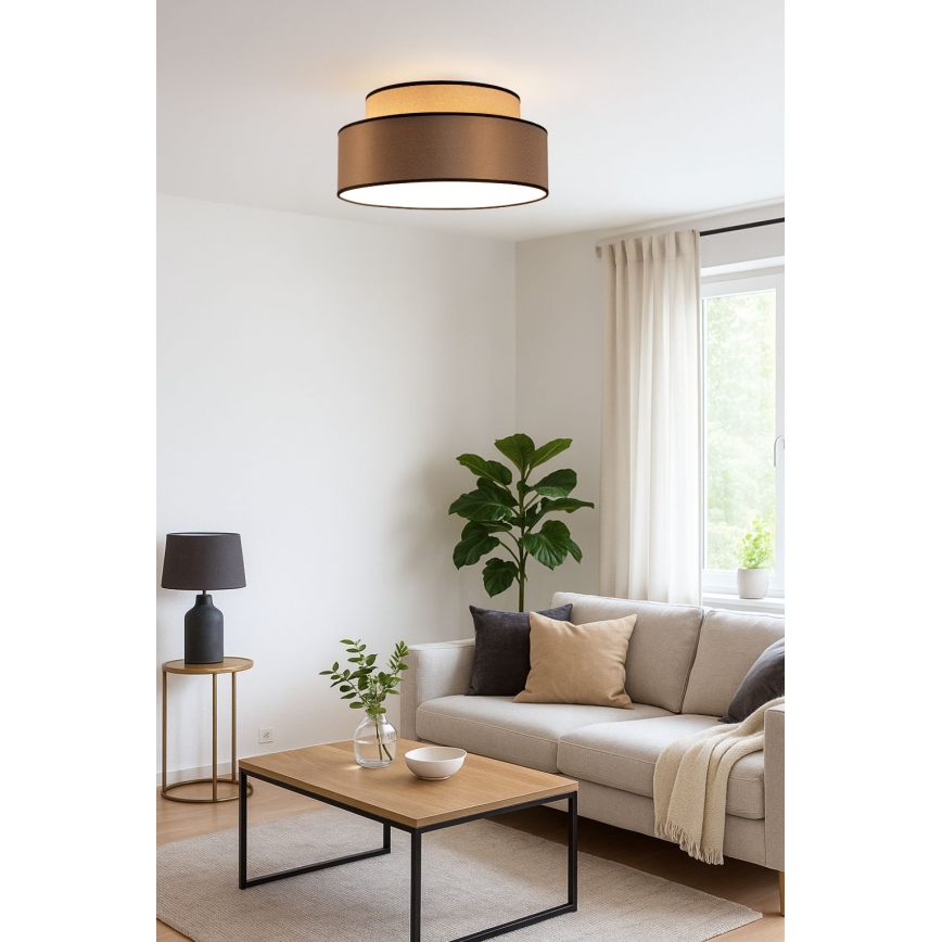 Stropné svietidlo GRACE 1xE27/60W/230V pr. 40 cm béžová/hnedá