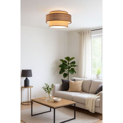 Stropné svietidlo GRACE 1xE27/60W/230V pr. 40 cm béžová/hnedá