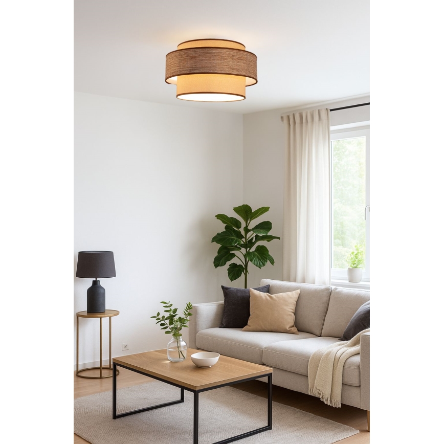 Stropné svietidlo GRACE 1xE27/60W/230V pr. 40 cm béžová/hnedá