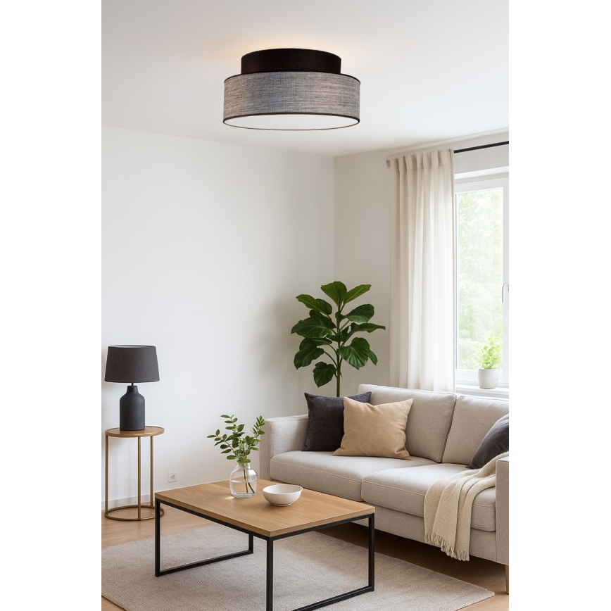 Stropné svietidlo GRACE 1xE27/60W/230V pr. 40 cm čierna/šedá