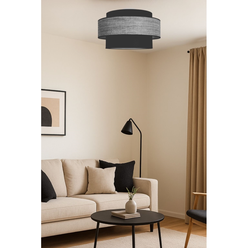 Stropné svietidlo GRACE 1xE27/60W/230V pr. 40 cm čierna/šedá
