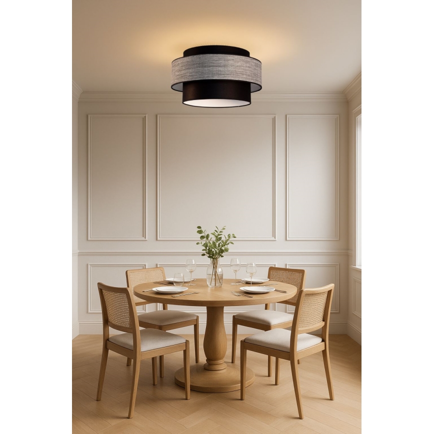 Stropné svietidlo GRACE 1xE27/60W/230V pr. 40 cm čierna/šedá